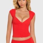 Modal Cap-Sleeve Top in Cherry