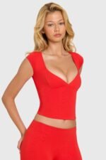 Modal Cap-Sleeve Top in Cherry - Image 6