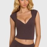 Modal Cap-Sleeve Top in Chocolate