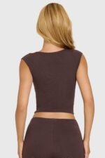 Modal Cap-Sleeve Top in Chocolate - Image 7