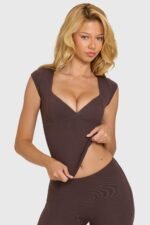 Modal Cap-Sleeve Top in Chocolate - Image 5