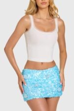 Embellished Mini Skirt in Aqua - Image 2