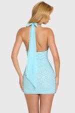 Embellished Mini Dress in Aqua - Image 6