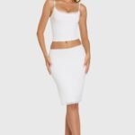 Modal Lace-Trim Midi Skirt in Coconut
