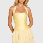 Satin Corset Mini Dress in Butter
