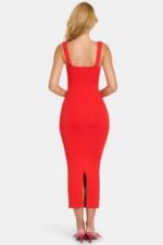 Modal Lace-Trim Midaxi Dress in Cherry - Image 6