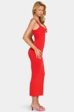 Modal Lace-Trim Midaxi Dress in Cherry - Image 3