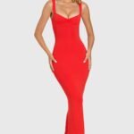 Modal Lace-Trim Midaxi Dress in Cherry