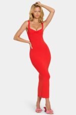 Modal Lace-Trim Midaxi Dress in Cherry - Image 8