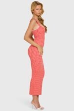 Modal Lace-Trim Midaxi Dress in Red Gingham - Image 3