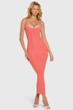 Modal Lace-Trim Midaxi Dress in Red Gingham - Image 8