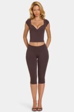 Modal Capri Leggings in Chocolate - Image 4