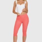 Modal Capri Leggings in Red Gingham