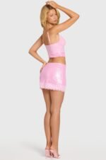 Sequin Lace Mid-Rise Mini Skirt in Blossom - Image 2