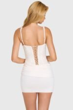 Embellished Corset Mini Dress in Ivory - Image 8