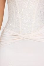 Embellished Corset Mini Dress in Ivory - Image 5