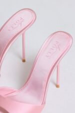Satin Heeled Mule Sandal in Soft Pink - Image 5