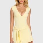 Modal Wrap Mini Dress in Butter