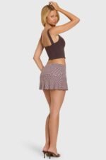 Modal Mid-Rise Skort in Brown Gingham - Image 2