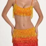 Fringed Bralette in Orange Ombre