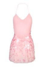 Embellished Mini Dress in Baby Pink - Image 6