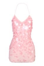 Embellished Mini Dress in Baby Pink - Image 5