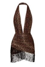Halterneck Mini Dress in Leopard Print - Image 4