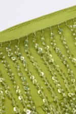 Fringed Low-Rise Mini Skirt in Olive - Image 5