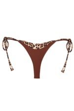 Tie-Side Thong Bikini Bottoms in Brown Contrast - Image 4