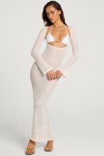 Open-Front Maxi Dress in White - Image 6