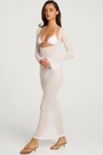 Open-Front Maxi Dress in White - Image 5