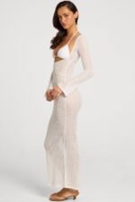 Open-Front Maxi Dress in White - Image 3