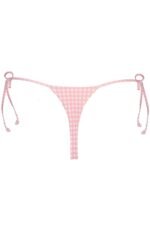 Side-Tie Thong Bikini Bottoms  in Pink Gingham Print - Image 4
