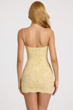 Scalloped-Lace Mini Dress in Butter Yellow - Image 6