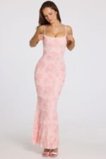 Embellished Square-Neck Maxi Dress in Soft Pink Ombre - Image 7