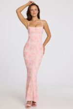Embellished Square-Neck Maxi Dress in Soft Pink Ombre - Image 8