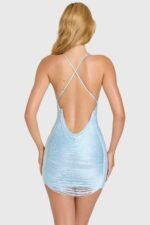 Fringed Mini Dress in Aqua - Image 7