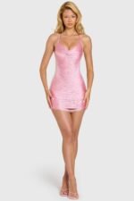 Fringed Mini Dress in Bubblegum Pink - Image 6