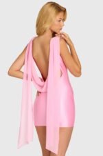 Satin Draped Mini Dress in Blossom - Image 2