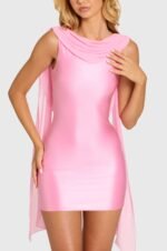 Satin Draped Mini Dress in Blossom - Image 5
