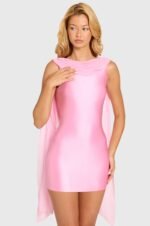 Satin Draped Mini Dress in Blossom - Image 4