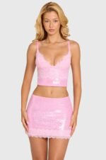 Sequin Lace Bralette Top  in Blossom - Image 6