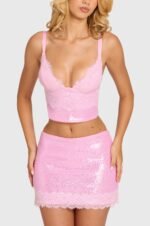 Sequin Lace Bralette Top  in Blossom - Image 2