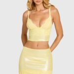 Sequin Lace Bralette Top  in Butter