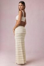 Ruffled Mid-Rise Maxi Skirt in Ivory - Image 4
