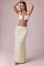 Ruffled Mid-Rise Maxi Skirt in Ivory - Image 5